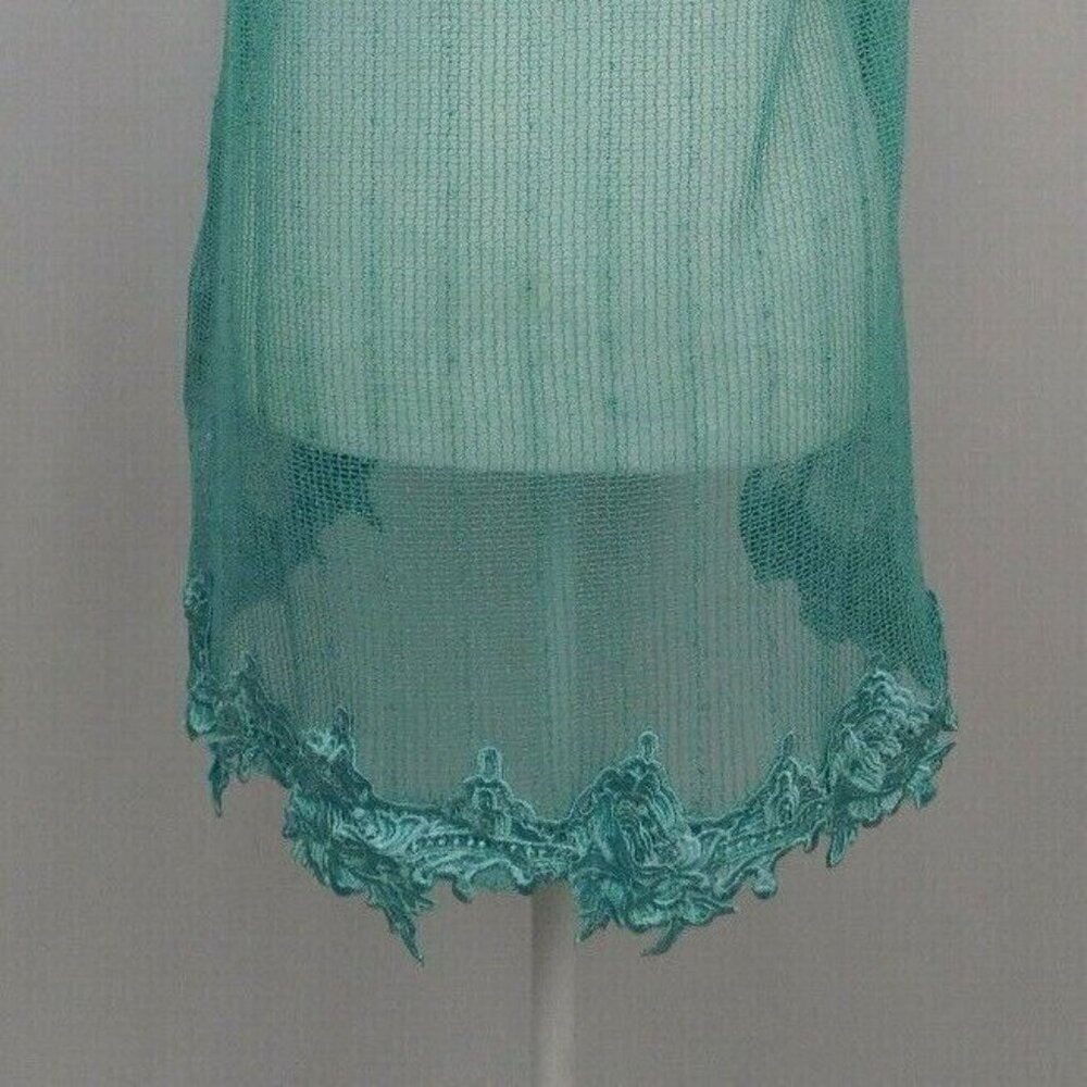 Simply Noelle Womens Swim Cover Up Size S/M Teal Blue Fishnet Lace Tunic New - Picture 3 of 8